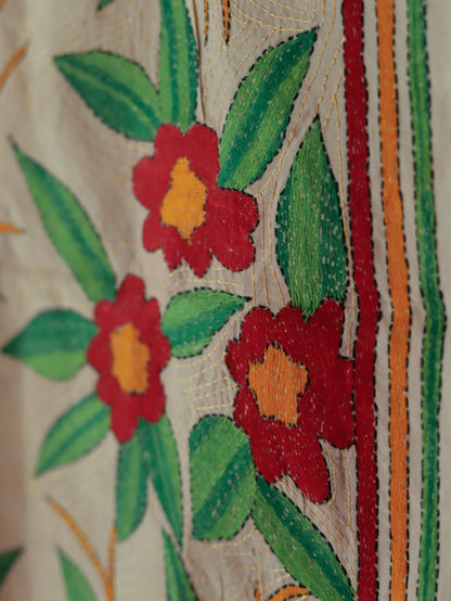 Bengal Hand Embroidery Kantha Stitch Silk Stole