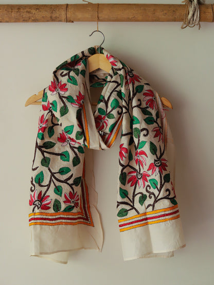 Bengal Hand Embroidery Kantha Stitch Silk Stole