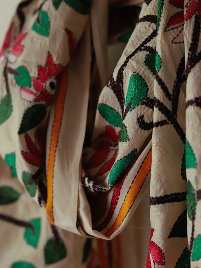Bengal Hand Embroidery Kantha Stitch Silk Stole