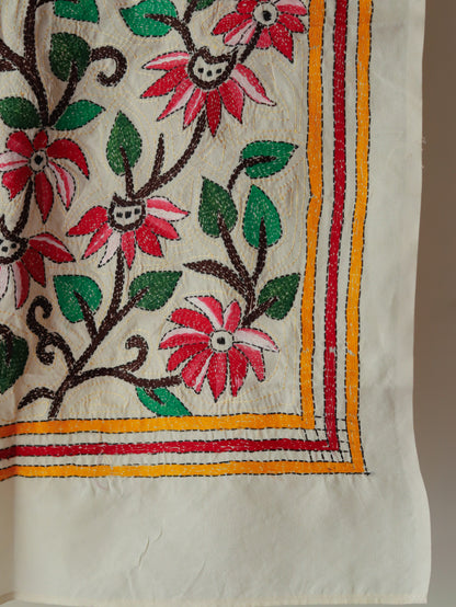 Bengal Hand Embroidery Kantha Stitch Silk Stole