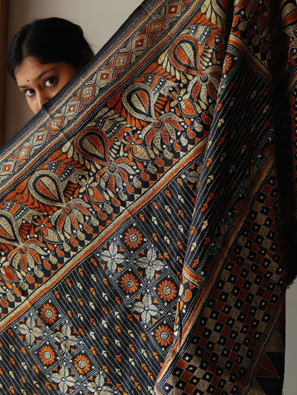 Bengal Hand Embroidery Kantha Stitch Dupatta