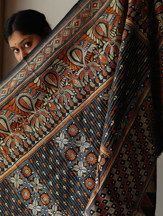 Bengal Hand Embroidery Kantha Stitch Dupatta