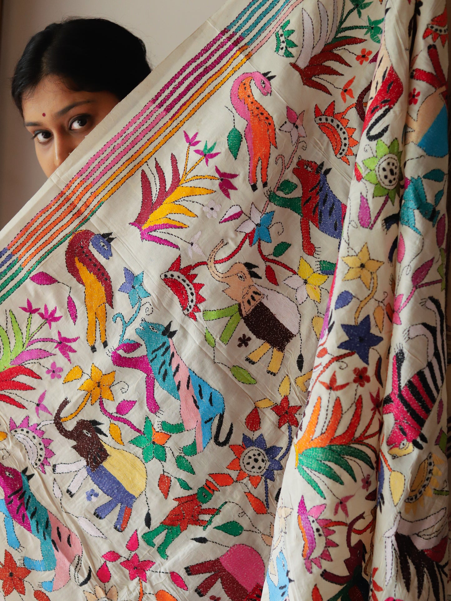 Bengal Hand Embroidery Kantha Stitch Dupatta