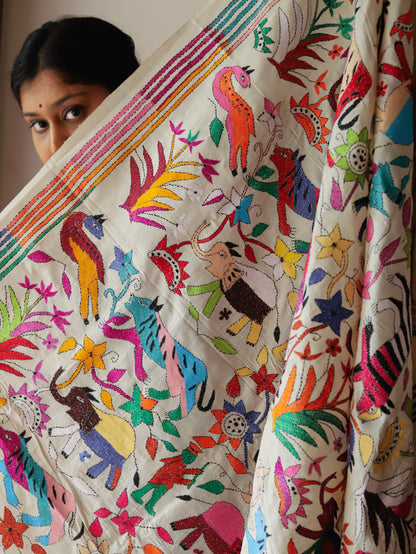 Bengal Hand Embroidery Kantha Stitch Dupatta