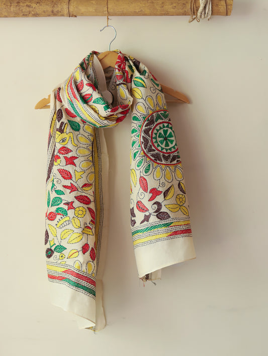 Bengal Hand Embroidery Kantha Stitch Silk Stole
