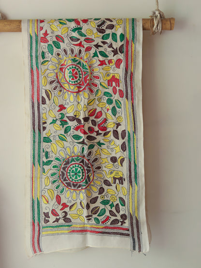 Bengal Hand Embroidery Kantha Stitch Silk Stole