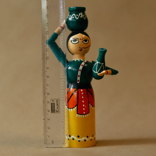 Handcrafted Wooden Rural Woman Miniature Doll