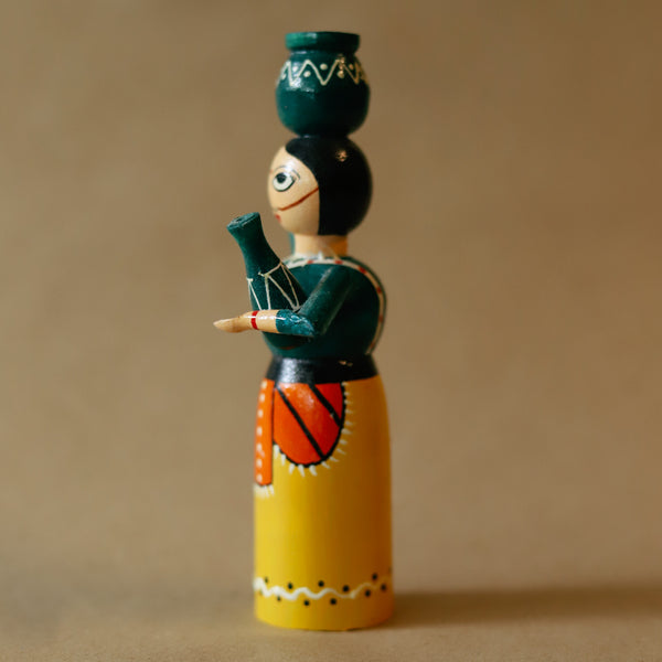 Handcrafted Wooden Rural Woman Miniature Doll