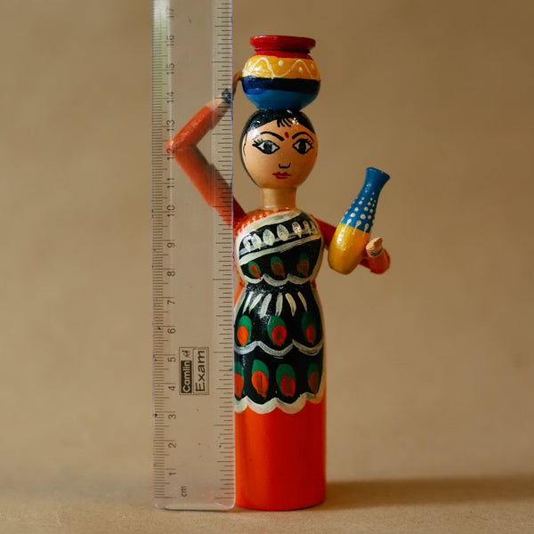 Handcrafted Wooden Rural Woman Miniature Doll