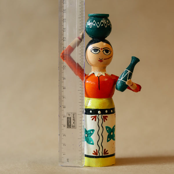 Handcrafted Wooden Rural Woman Miniature Doll