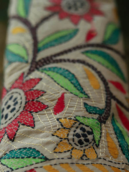 Hand Embroidery Kantha Silk Stole