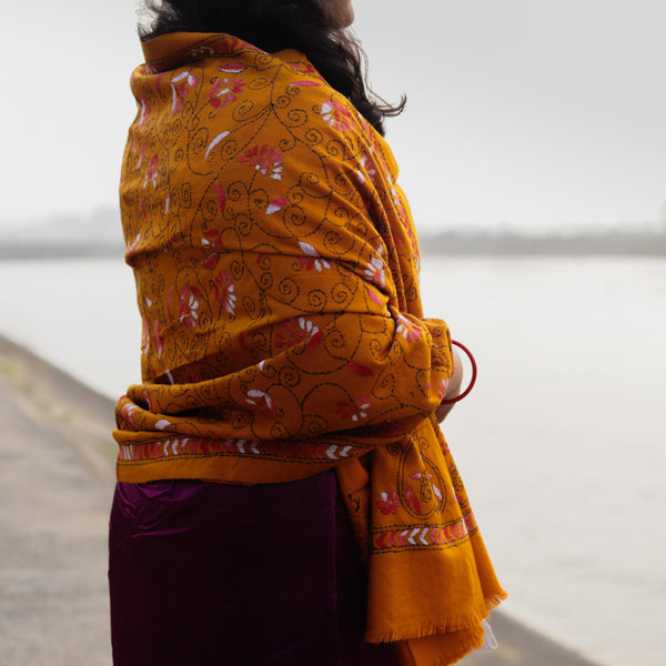 Handmade Bengal Kantha Woollen Shawl