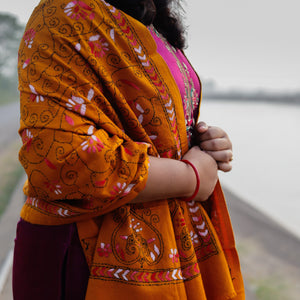 Handmade Bengal Kantha Woollen Shawl