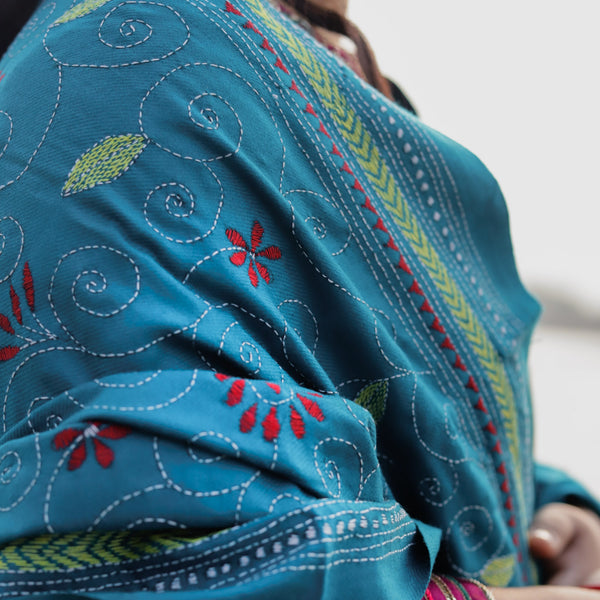 Handmade Bengal Kantha Woollen Shawl