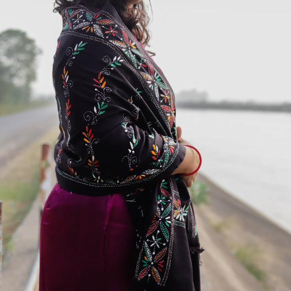 Handmade Bengal Kantha Woollen Shawl