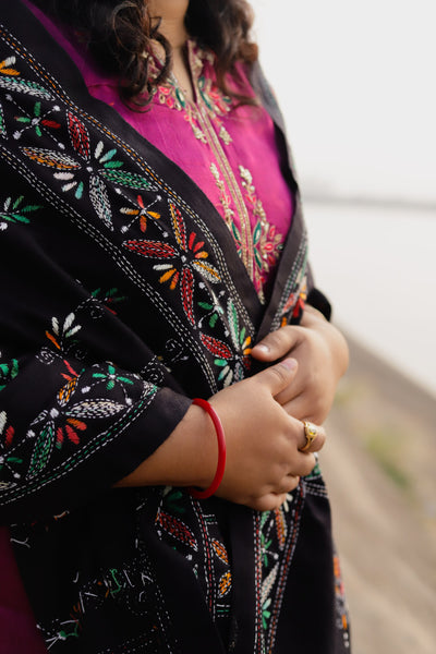 Handmade Bengal Kantha Woollen Shawl