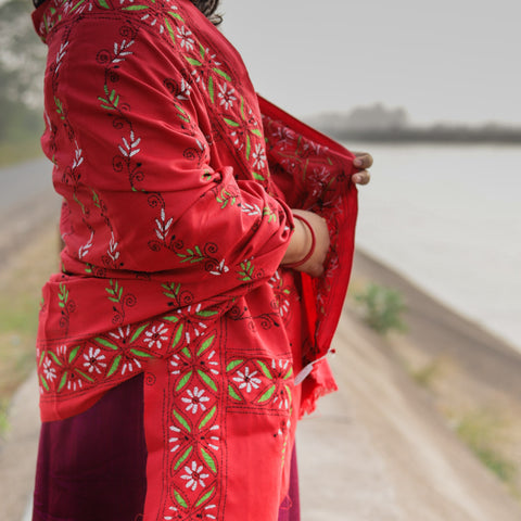 Handmade Bengal Kantha Woollen Shawl