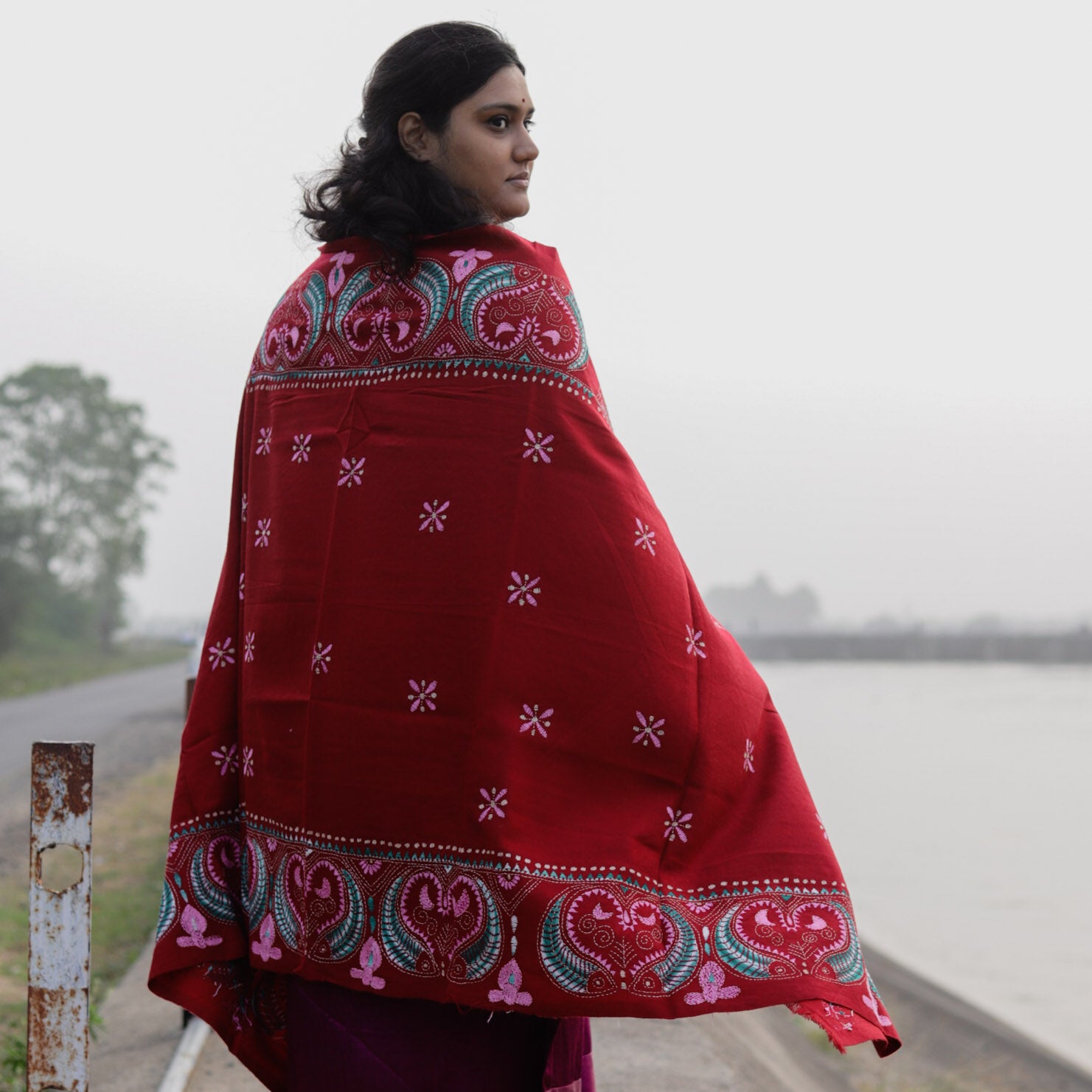 Handmade Bengal Kantha Woollen Shawl