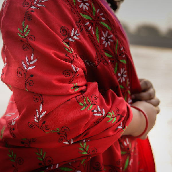 Handmade Bengal Kantha Woollen Shawl