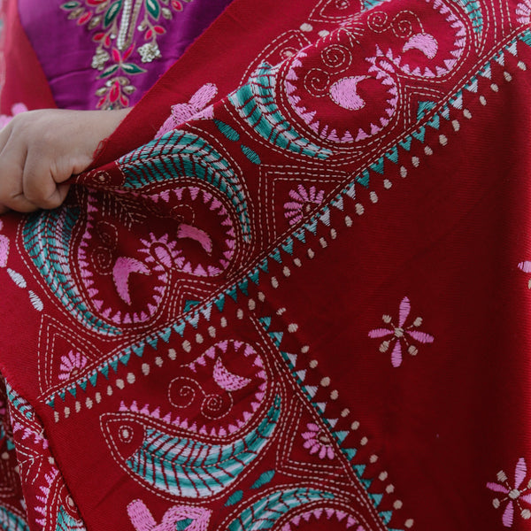 Handmade Bengal Kantha Woollen Shawl