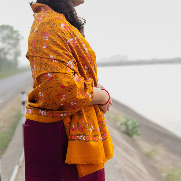 Handmade Bengal Kantha Woollen Shawl