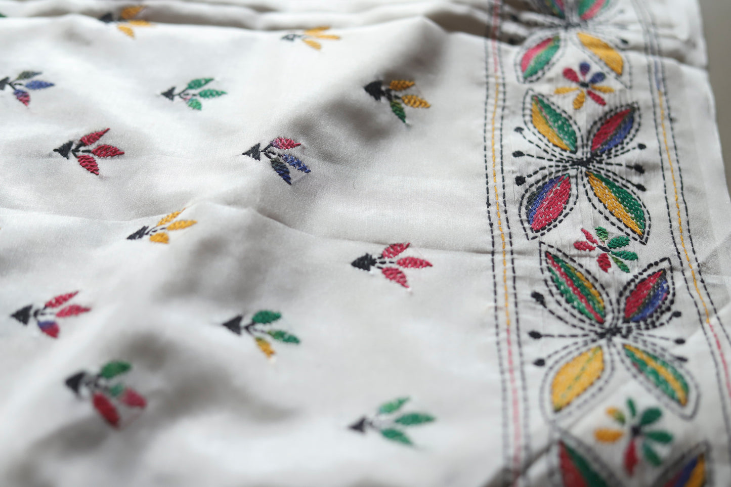 Bengal Hand Embroidery Kantha Stitch Saree