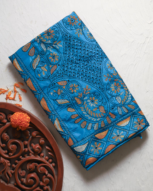 Bengal Hand Embroidery Kantha Stitch Saree