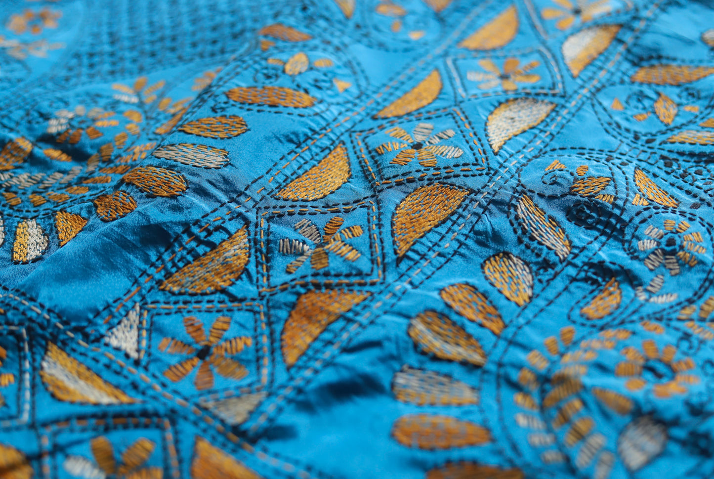 Bengal Hand Embroidery Kantha Stitch Saree