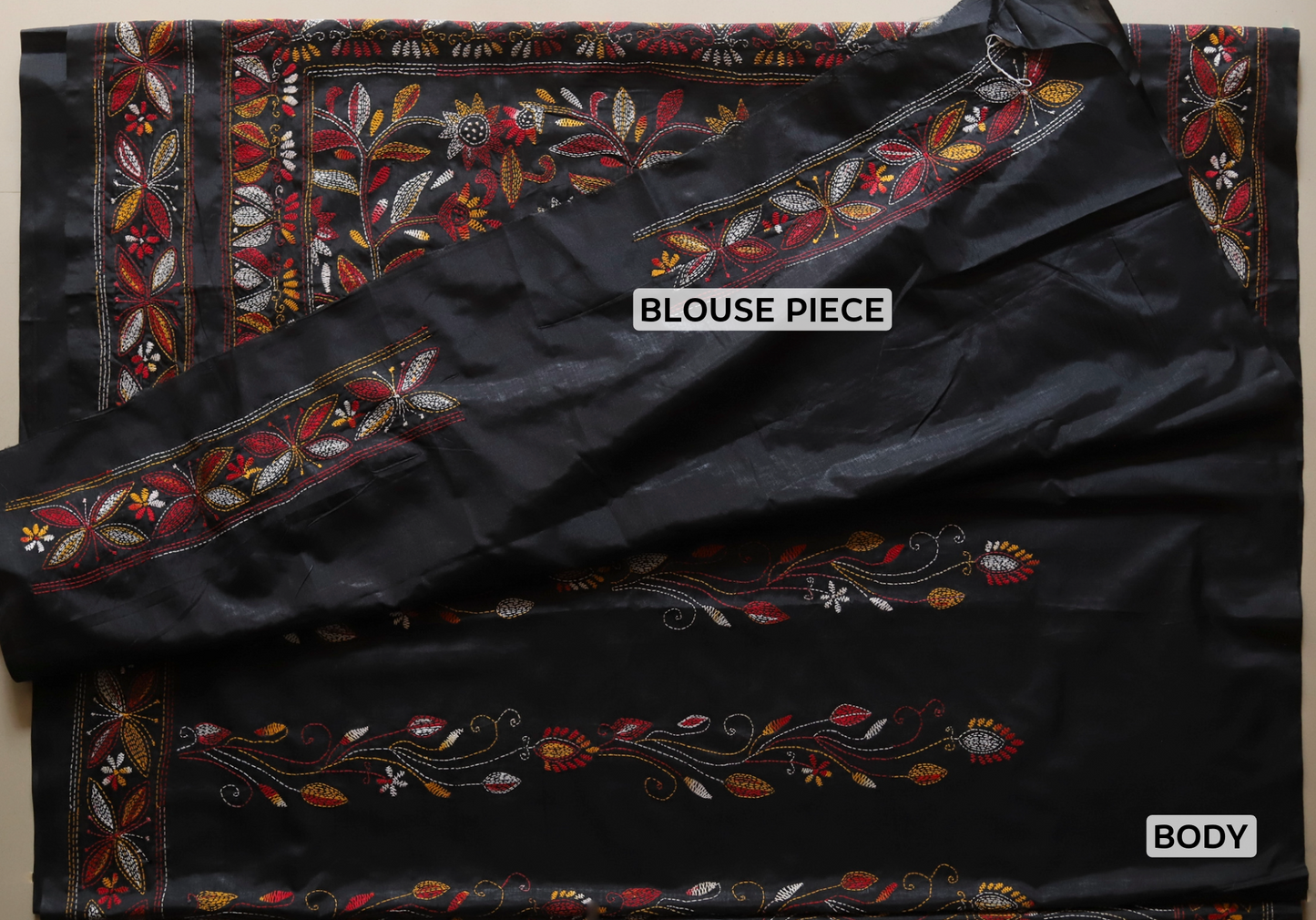 Bengal Hand Embroidery Kantha Stitch Saree
