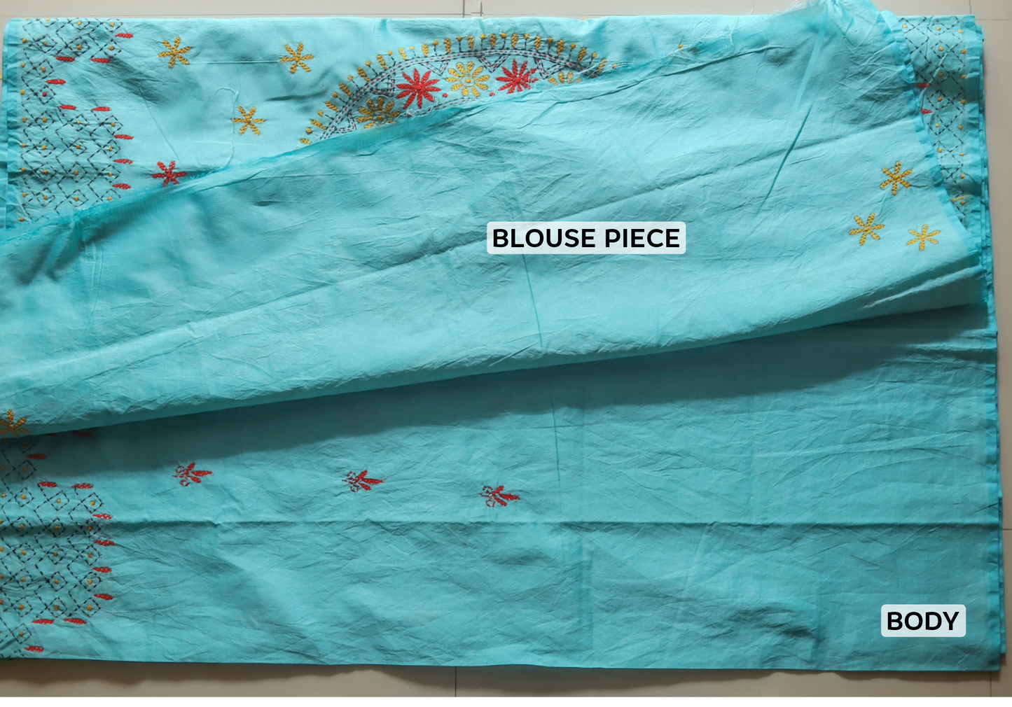 Bengal Hand Embroidery Kantha Stitch Saree