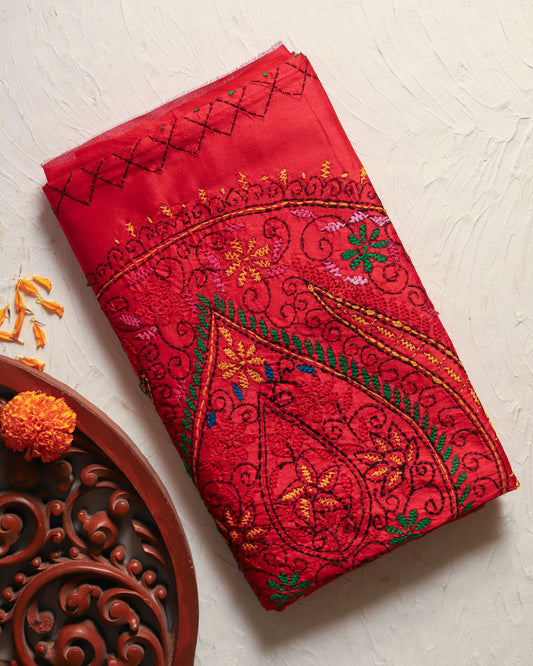 Bengal Hand Embroidery Kantha Stitch Saree