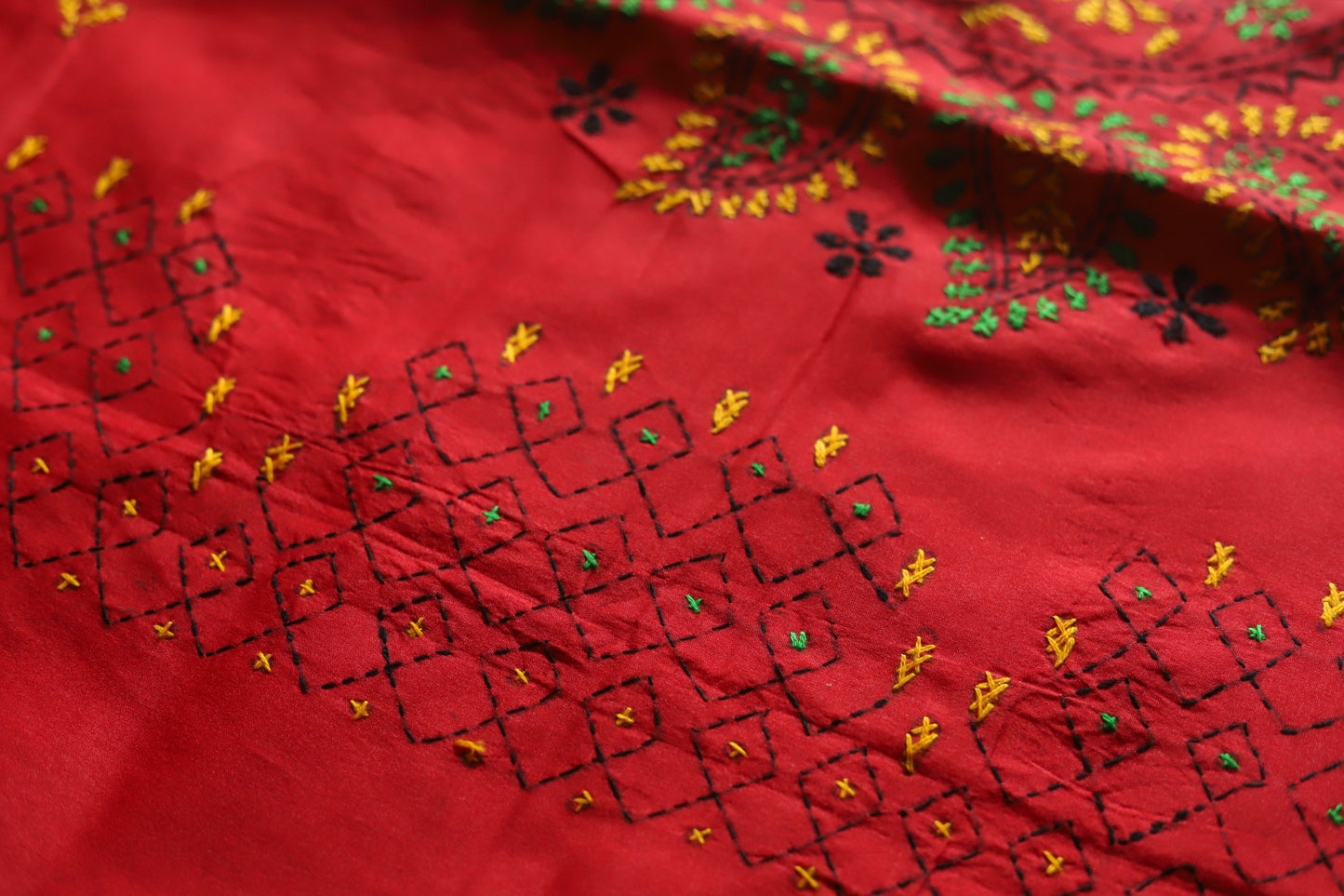 Bengal Hand Embroidery Kantha Stitch Saree