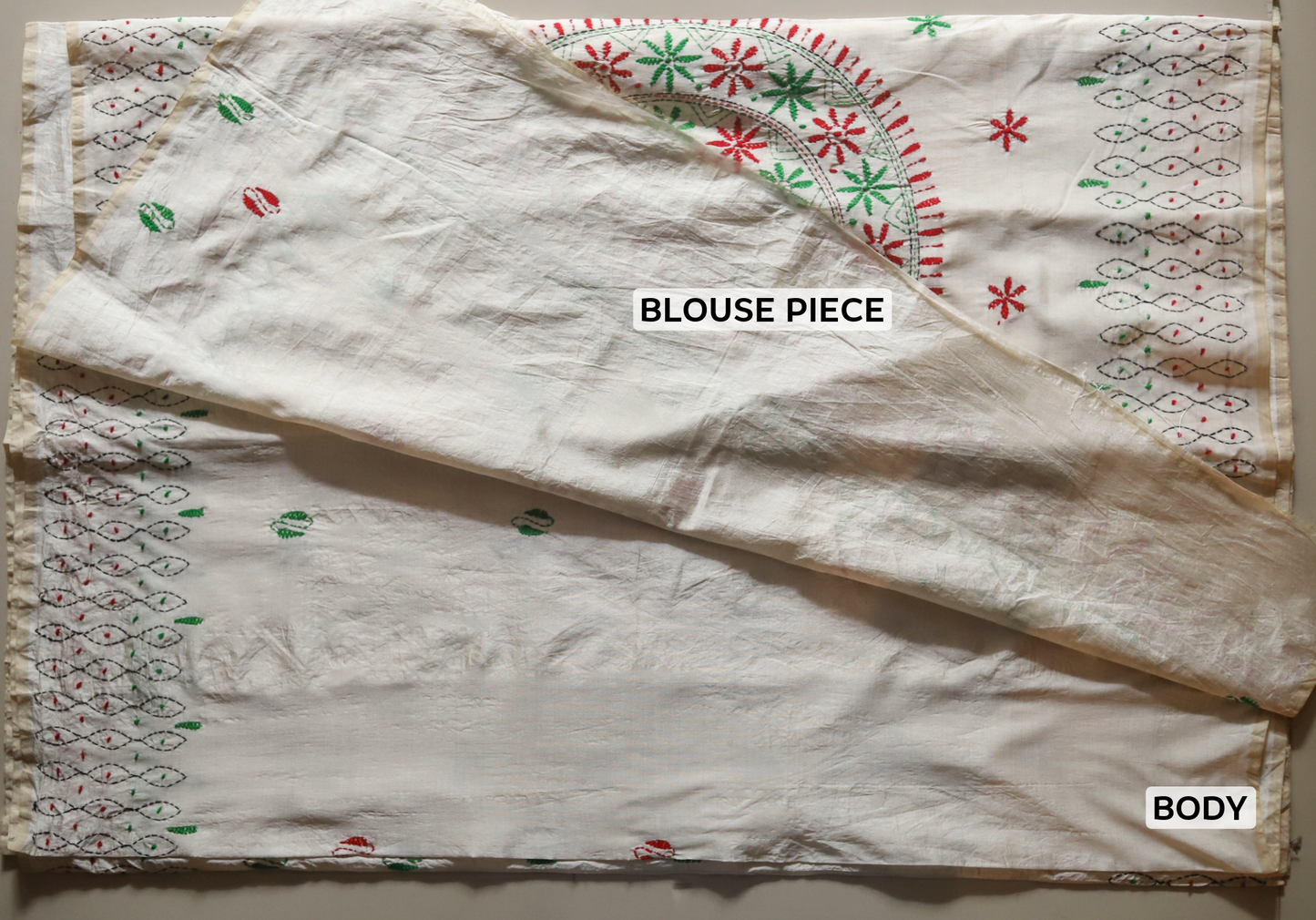 Bengal Hand Embroidery Kantha Stitch Saree