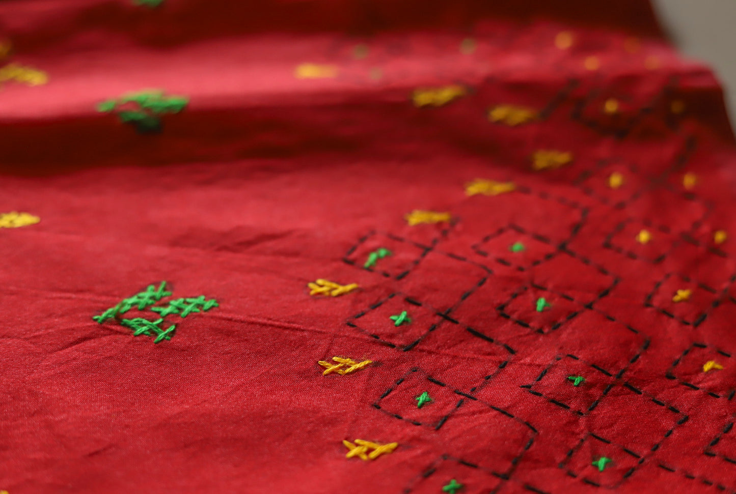Bengal Hand Embroidery Kantha Stitch Saree