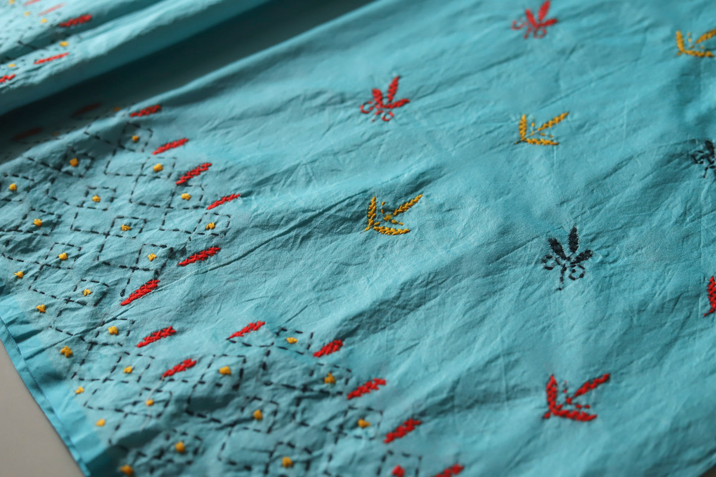 Bengal Hand Embroidery Kantha Stitch Saree