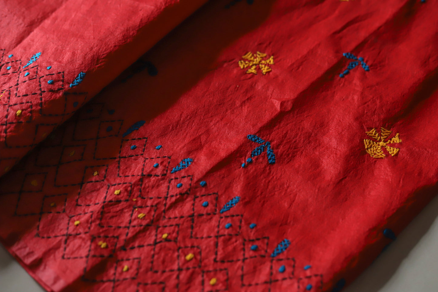 Bengal Hand Embroidery Kantha Stitch Saree
