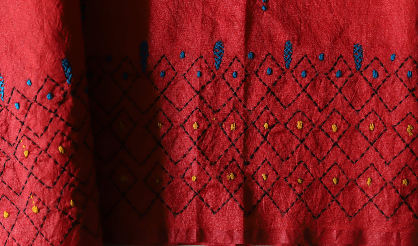 Bengal Hand Embroidery Kantha Stitch Saree