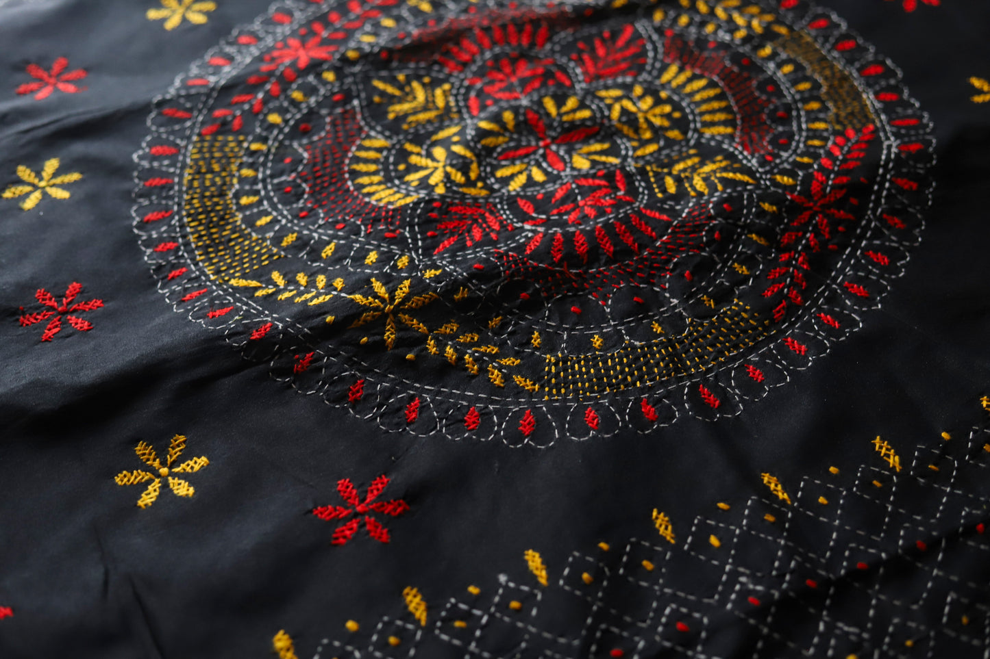 Bengal Hand Embroidery Kantha Stitch Saree