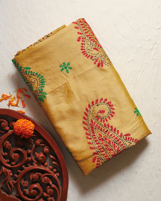 Bengal Hand Embroidery Kantha Stitch Saree
