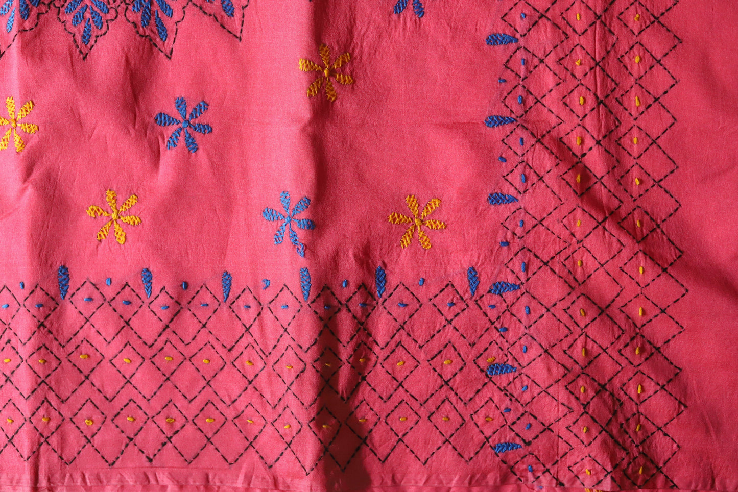 Bengal Hand Embroidery Kantha Stitch Saree