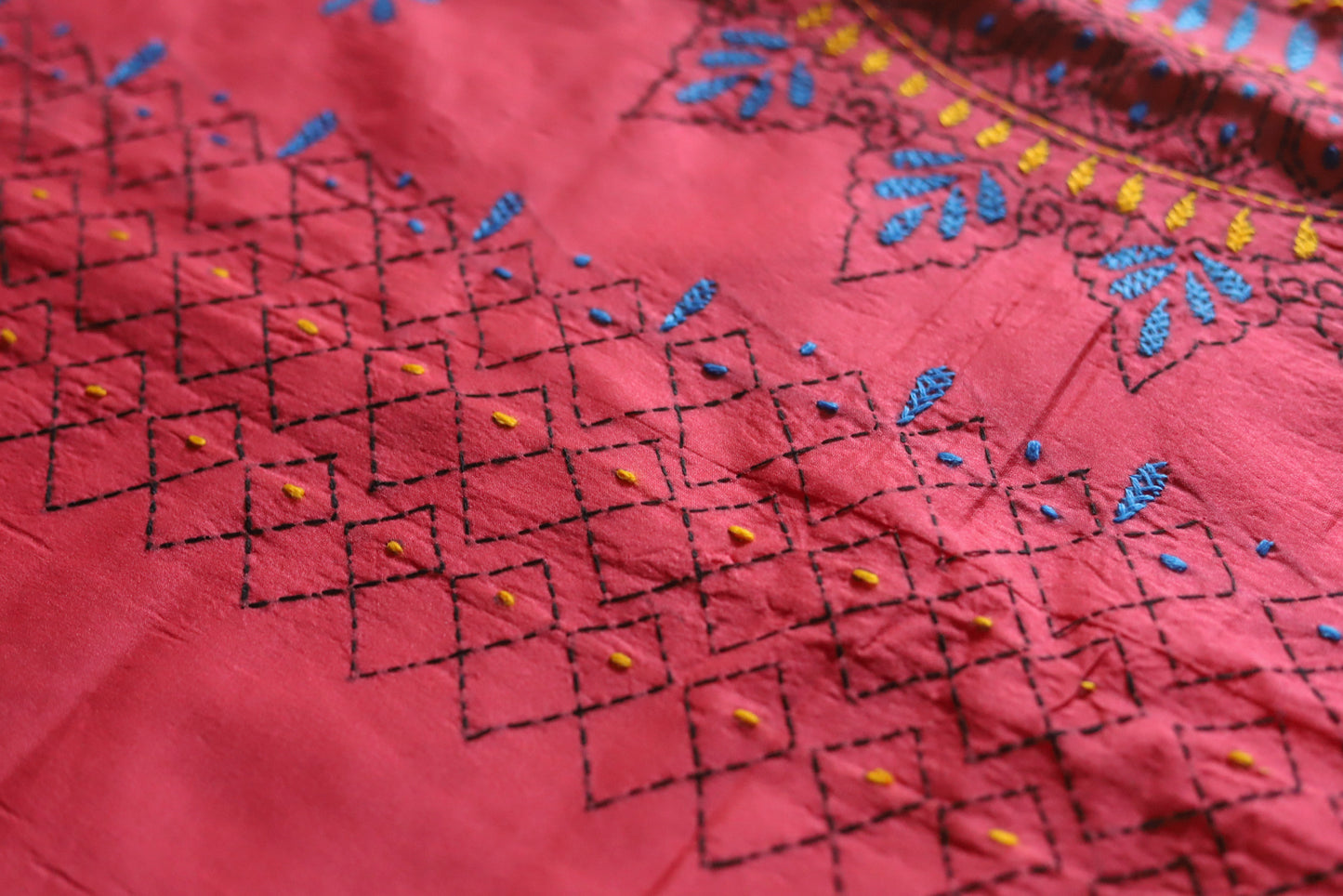 Bengal Hand Embroidery Kantha Stitch Saree
