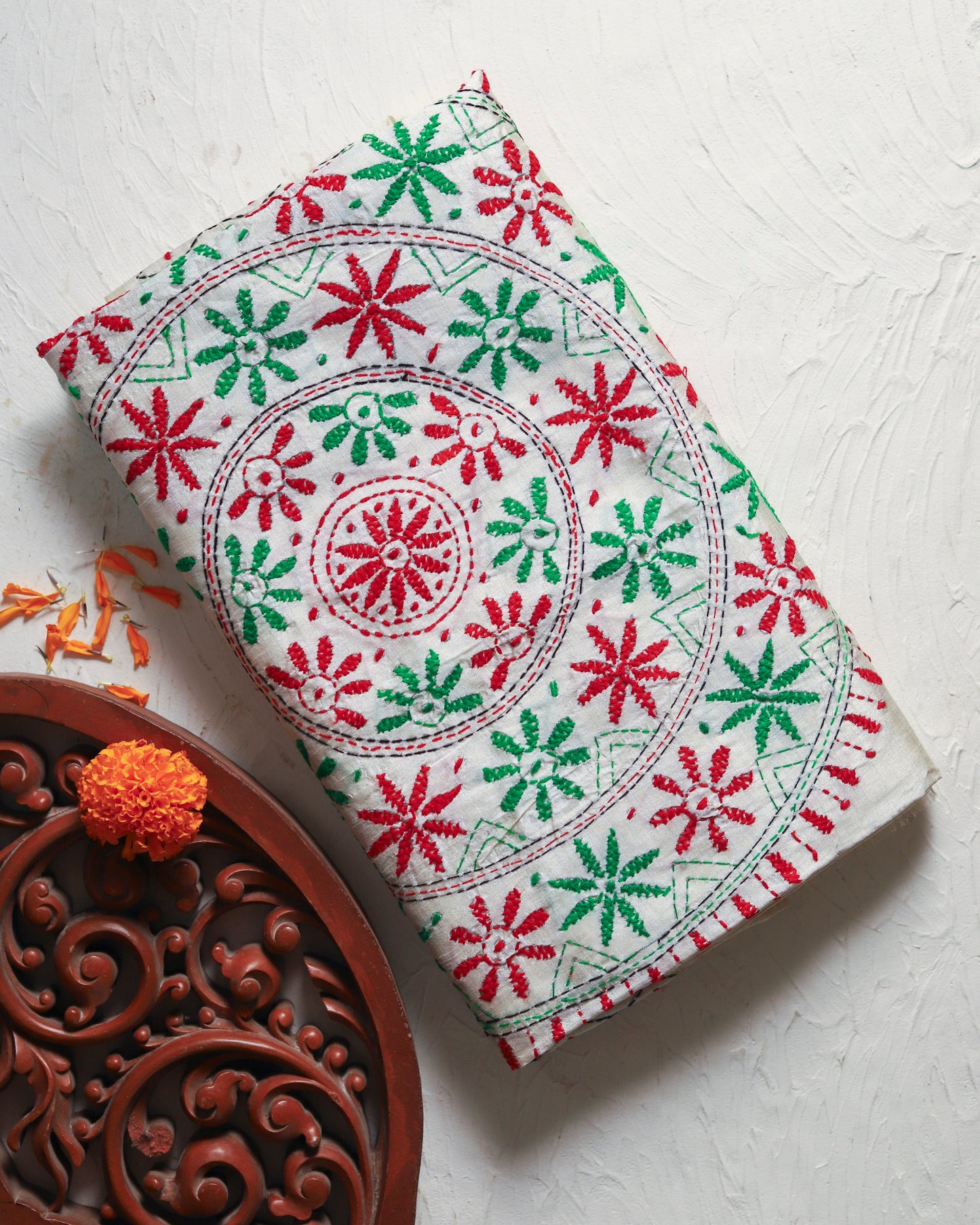 Bengal Hand Embroidery Kantha Stitch Saree