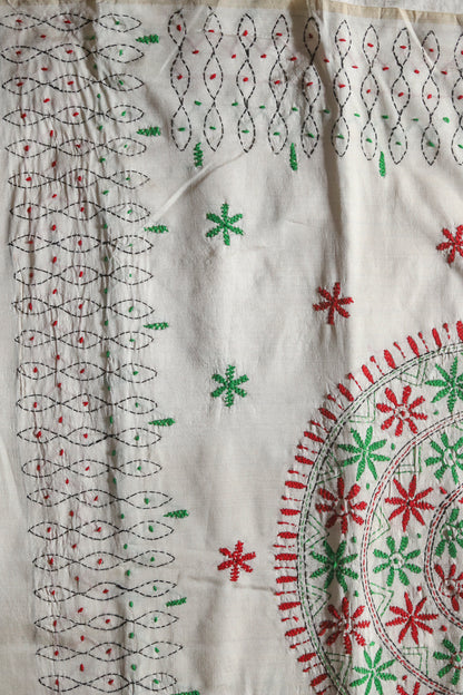 Bengal Hand Embroidery Kantha Stitch Saree
