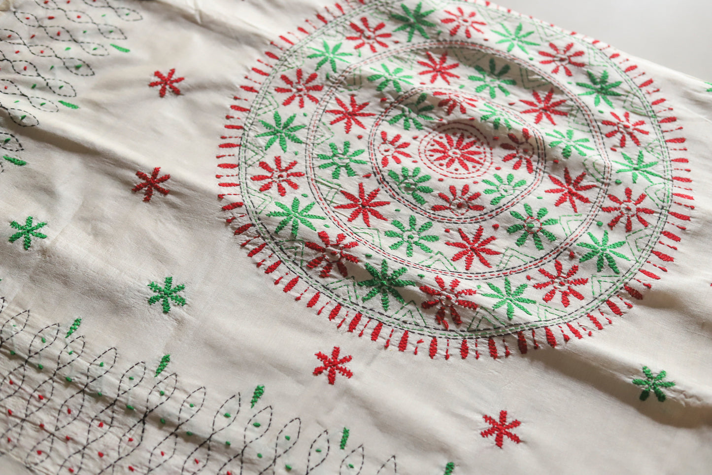 Bengal Hand Embroidery Kantha Stitch Saree