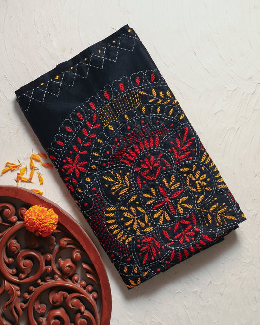 Bengal Hand Embroidery Kantha Stitch Saree