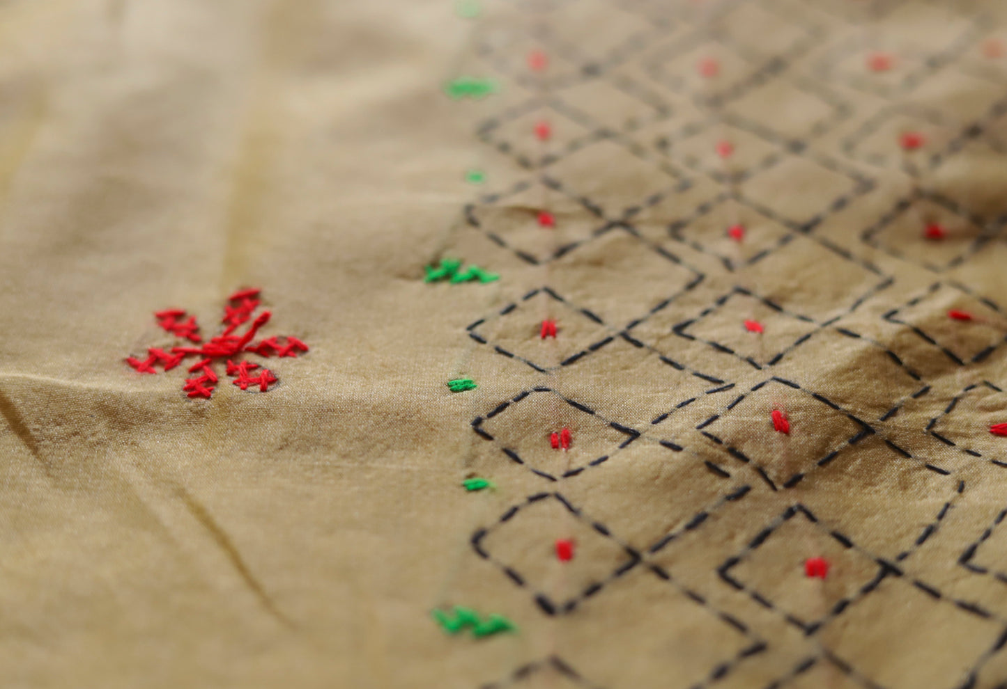 Bengal Hand Embroidery Kantha Stitch Saree