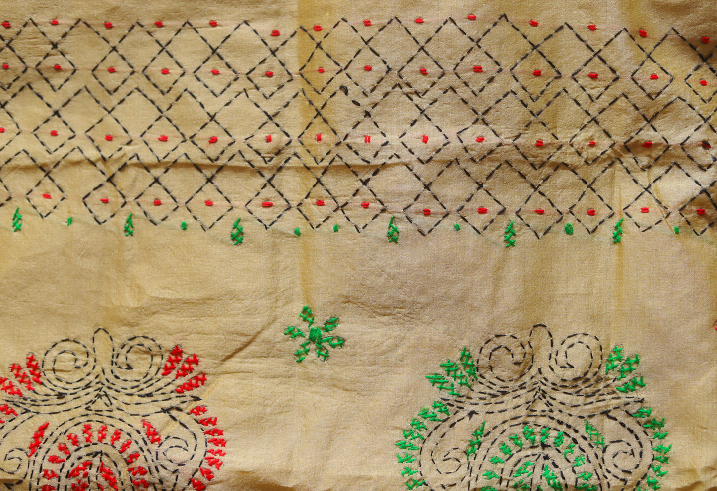 Bengal Hand Embroidery Kantha Stitch Saree