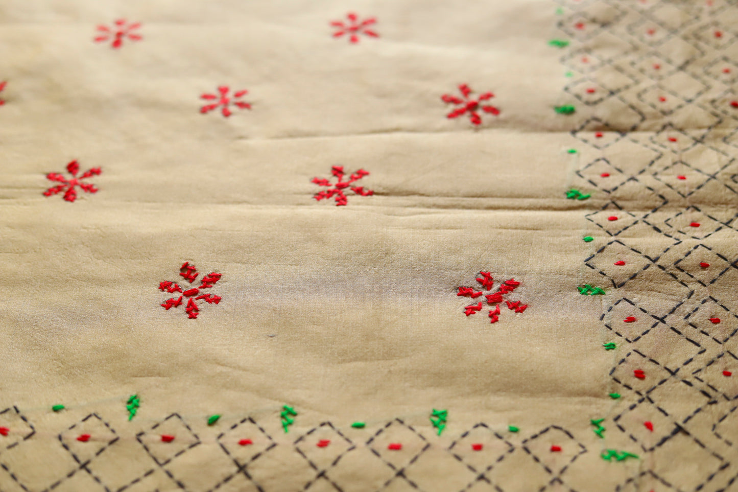 Bengal Hand Embroidery Kantha Stitch Saree