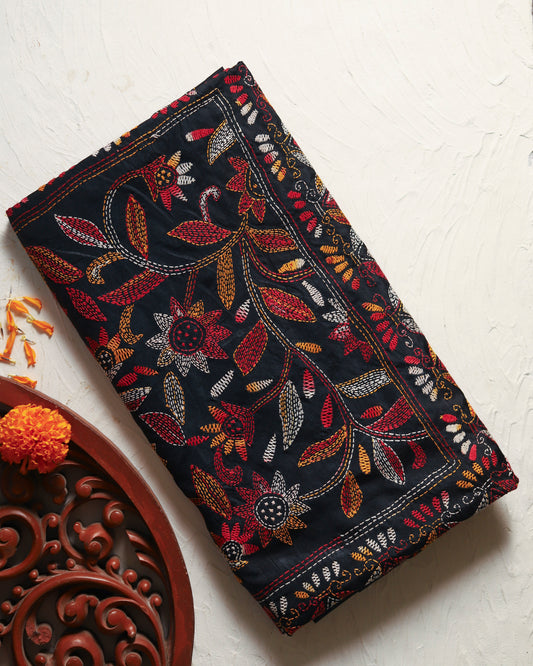 Bengal Hand Embroidery Kantha Stitch Saree