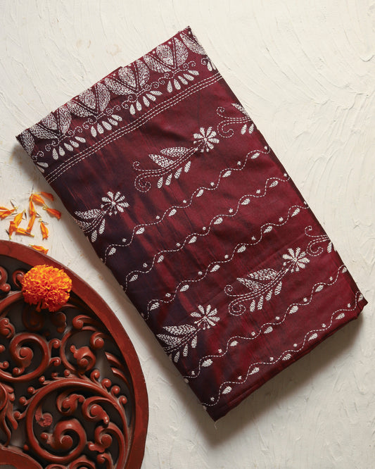 Bengal Hand Embroidery Kantha Stitch Saree